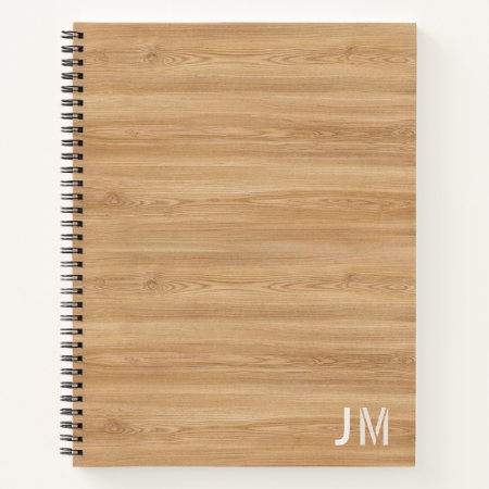 Natural Wood Monogram Notebook
