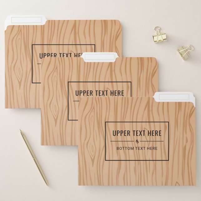 Natural Wood Texture Folders with Your Text (Set)