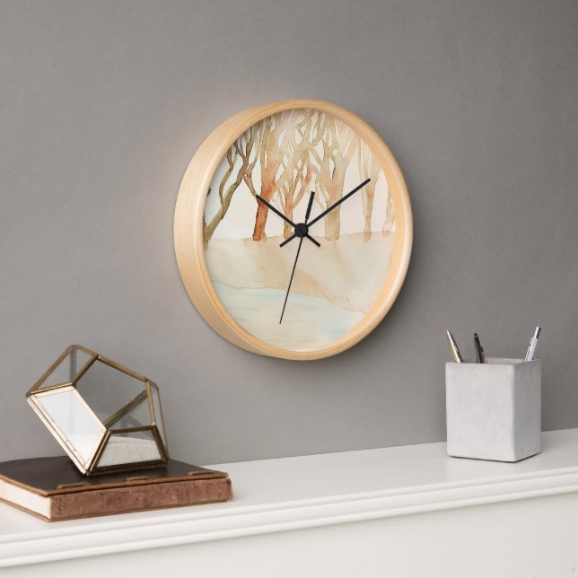 Natural wooden wall clock  (Office)