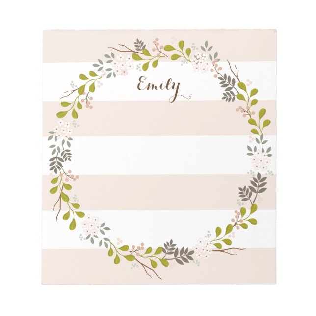 Natural Woodland Floral Personalized Notepad (Front)