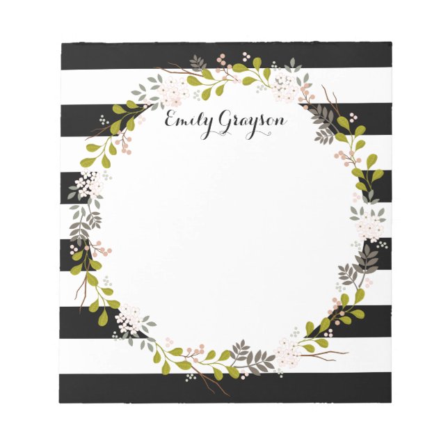 Natural Woodland Floral Personalized Notepad (Front)