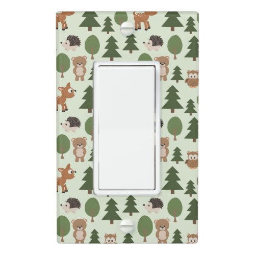 Natural Woodland Friends Baby Animals Trees Baby Light Switch Cover