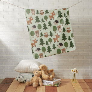 Natural Woodland Friends Baby Animals Trees Blanket