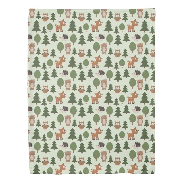 Natural Woodland Friends Baby Animals Trees Childs Duvet Cover (Front)