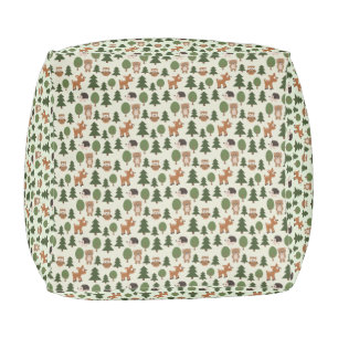Natural Woodland Friends Baby Animals Trees Pouf