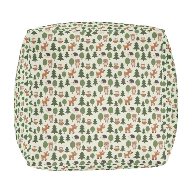 Natural Woodland Friends Baby Animals Trees Pouf (Bottom)
