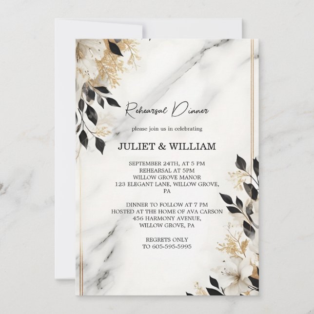 Natural Work Stacked Stone Marble Rehearsal Dinner Invitation (Front)