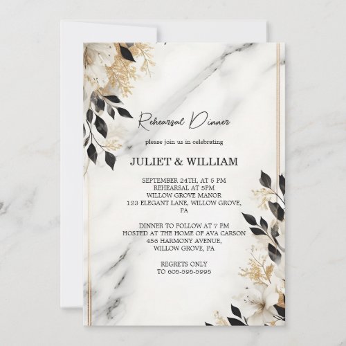 Natural Work Stacked Stone Marble Rehearsal Dinner Invitation