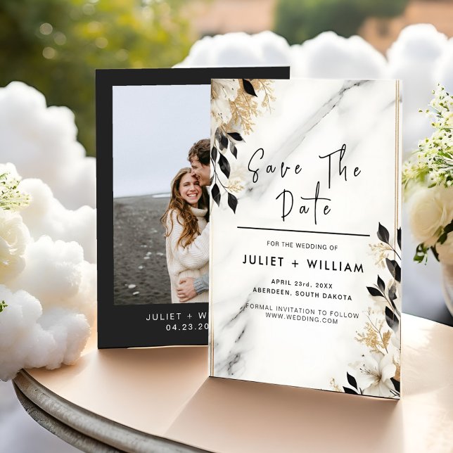 Natural Work Stacked Stone Marble Wedding Save The Date (Creator Uploaded)