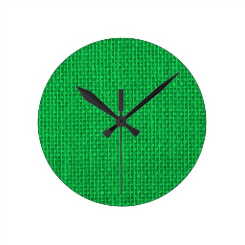 Natural Woven Neon Green Burlap Sack Cloth Round Clock
