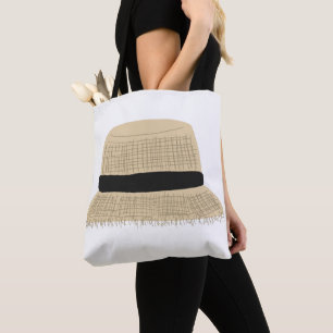 Natural Woven Straw Bucket Hat Summer Gift Tote Bag