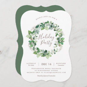 Natural Wreath Holiday Party Invitation