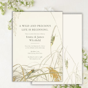 Naturalist Grasshopper Botanical Baby Shower Invitation