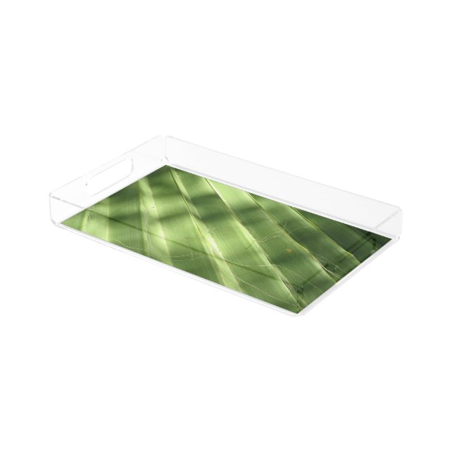 Naturally Cool Surfaces_Fluted Frond_luau party Acrylic Tray (Angled)