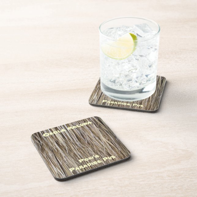 Naturally Cool Surfaces_Palm Tree Hair_Hula Skirt Beverage Coaster (Right Side)