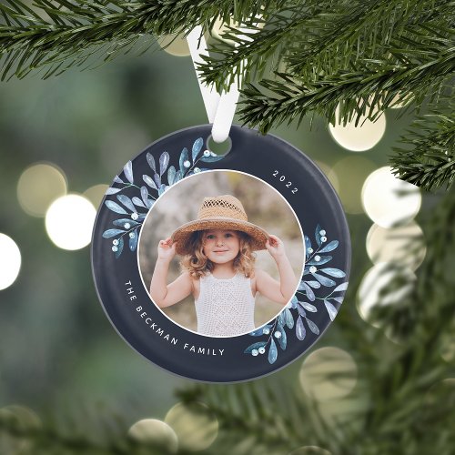 Naturally Joyful  Botanical Personalized Photo Ornament