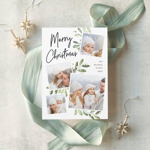 Naturally Joyful  Christmas Photo Collage Holiday Card