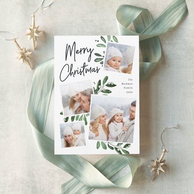 Naturally Joyful | Christmas Photo Collage Holiday Card (Creator Uploaded)