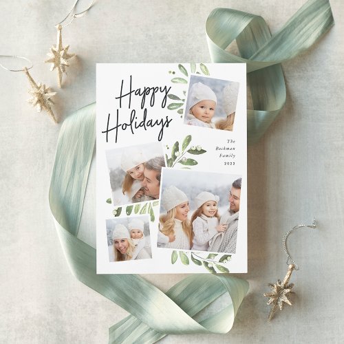 Naturally Joyful  Christmas Photo Collage Holiday Card