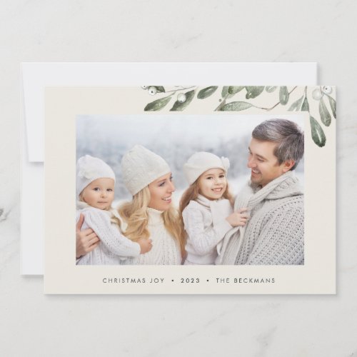 Naturally Joyful  Elegant Single Photo Holiday Card
