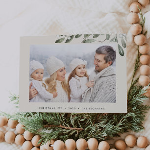 Naturally Joyful Elegant Single Photo Holiday Card