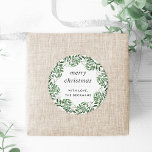Naturally Joyful | Forest | Personalized Christmas Classic Round Sticker<br><div class="desc">Perfect for sealing your holiday cards and Christmas presents,  these elegant 1.5" stickers feature your custom message and name(s) encircled by a wreath of wintry forest green watercolor botanical leaves and tiny white berries. Designed to coordinate with our Naturally Joyful holiday collection.</div>