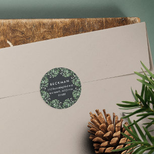 Naturally Joyful Holiday Return Address Classic Round Sticker