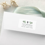 Naturally Joyful Monogram Return Address Label<br><div class="desc">Designed to coordinate with our Naturally Joyful holiday collection,  return address labels feature sprigs of forest green watercolor leaves and foliage with tiny white berries flanking your single initial monogram. Personalize with your return address beneath in chic off-black lettering.</div>