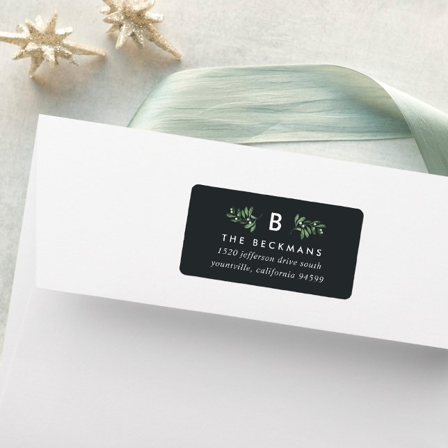 Naturally Joyful Monogram Return Address Label (Creator Uploaded)
