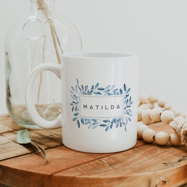 Naturally Joyful Personalized Watercolor Botanical Coffee Mug (Creator Uploaded)