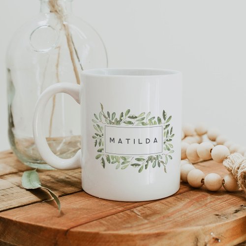 Naturally Joyful Personalized Watercolor Botanical Coffee Mug