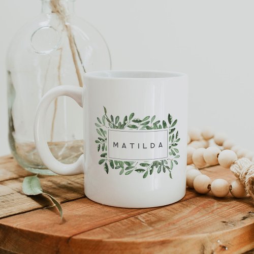 Naturally Joyful Personalized Watercolor Botanical Coffee Mug