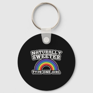 Naturally Sweeter Type One Girl Diabetes Awareness Keychain