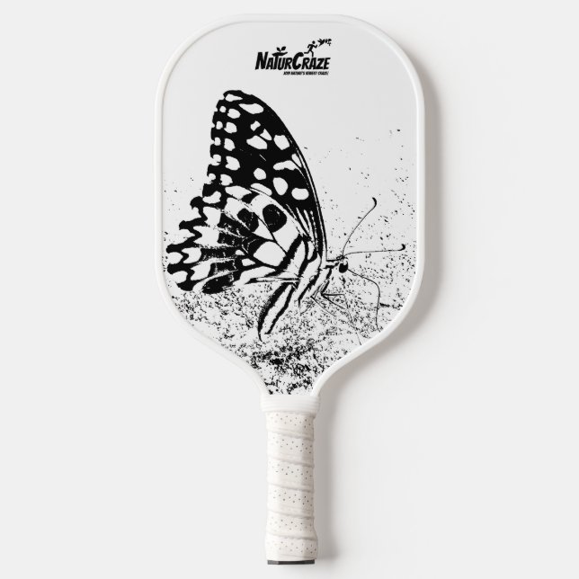 NaturCraze B&W Butterfly Pickleball Paddle (Front)