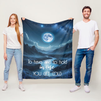 Nature Abstract Blue Celestial Night Moon River Fleece Blanket