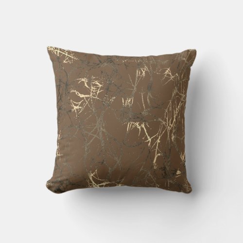 Nature Abstract Bronze Woodlad Sepia Gold Deep Throw Pillow