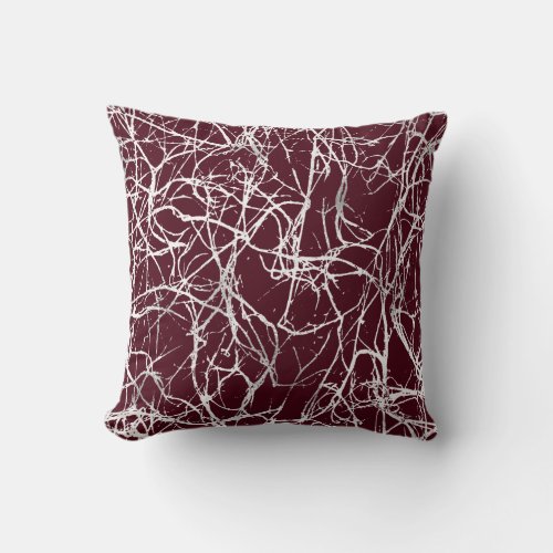 Nature Abstract Burgundy White Gray Nerves Venes Throw Pillow