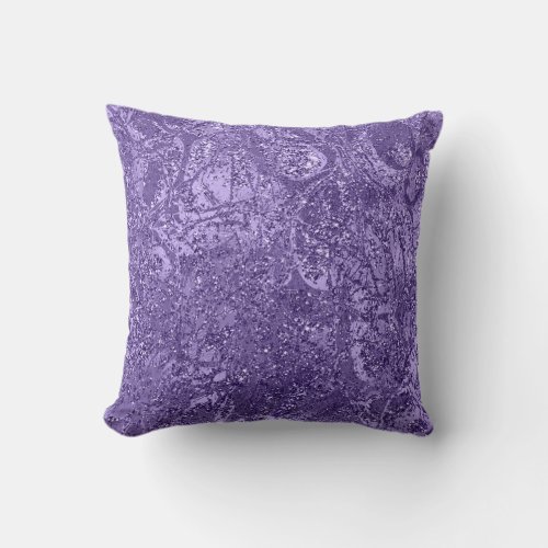 Nature Abstract Glam Glitter Purple Amethyst Viole Throw Pillow