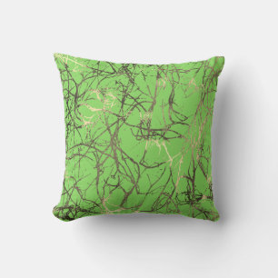 Nature Abstract Green Lime Sepia Gold Nerves VIP Throw Pillow