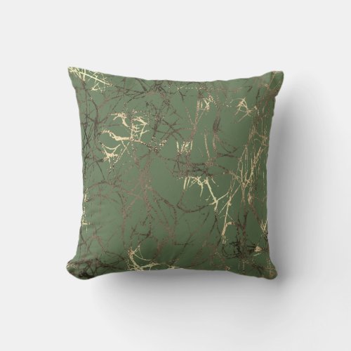 Nature Abstract Green Woodlad Sepia Gold Deep Throw Pillow