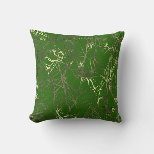 Nature Abstract Green Woodlad Sepia Gold Nerves Throw Pillow