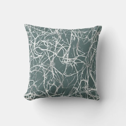 Nature Abstract Mint Green White Gray Nerves VIP Throw Pillow