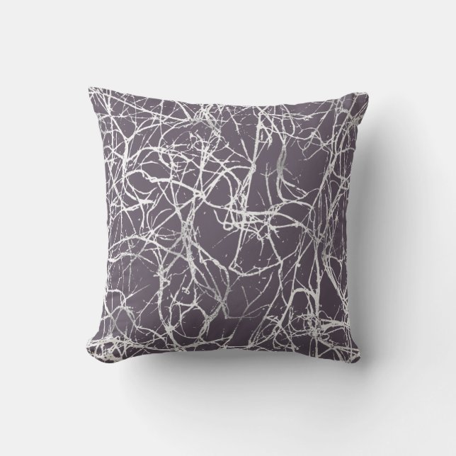 Nature Abstract Purple Grey White Gray Nerves VIP Throw Pillow (Front)