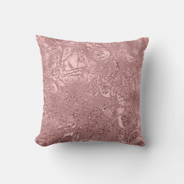 Nature Abstract Rose Blush Gold Glitter Mauve Throw Pillow (Front)