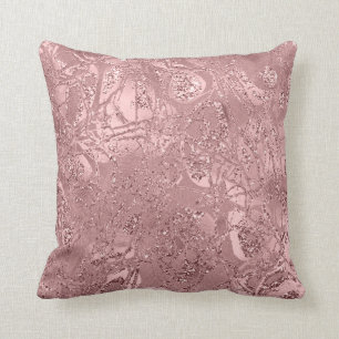 Nature Abstract Rose Blush Gold Glitter Mauve Throw Pillow