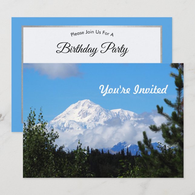 Nature Alaska Denali Scenery Photo Birthday Invitation (Front/Back)