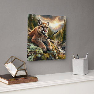 Nature and Big Cat Mountain Lion Wall Clock