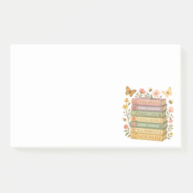 Nature and Book Lover Botanical Stack Post-it Notes (Front)