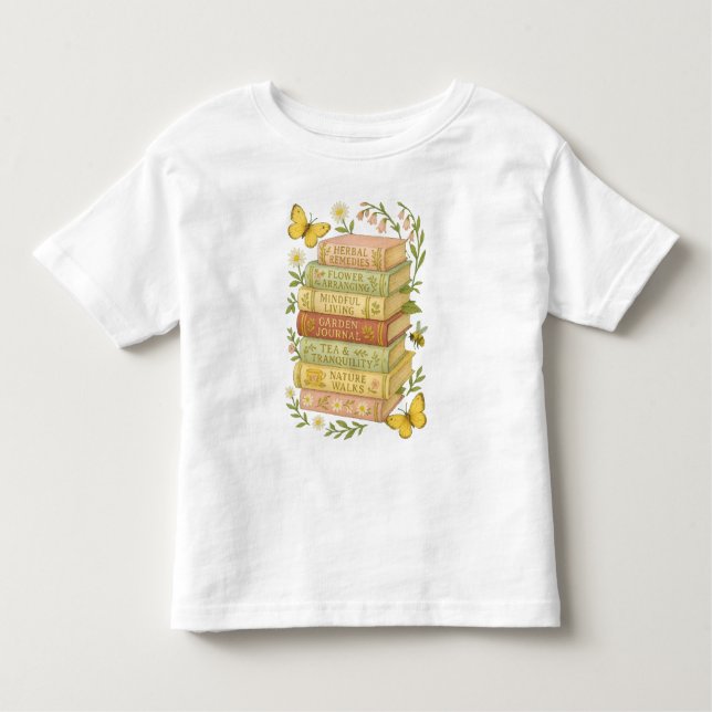 Nature and Book Lover Botanical Stack Toddler T-shirt (Front)