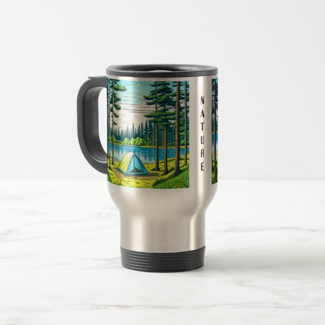 Nature and Camping Ai art Travel Mug (Front Left)